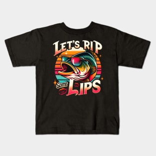 Bass Fishing Let'S Rip Some Lips Fishing Kids T-Shirt